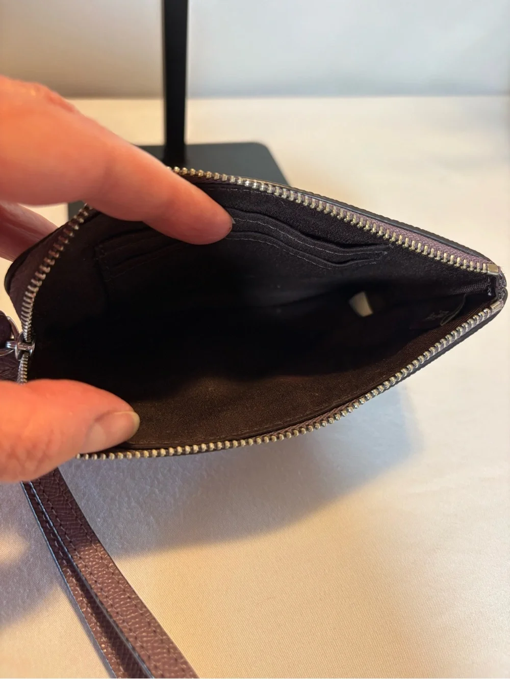 Coach Plum Pebbled Leather Wristlet